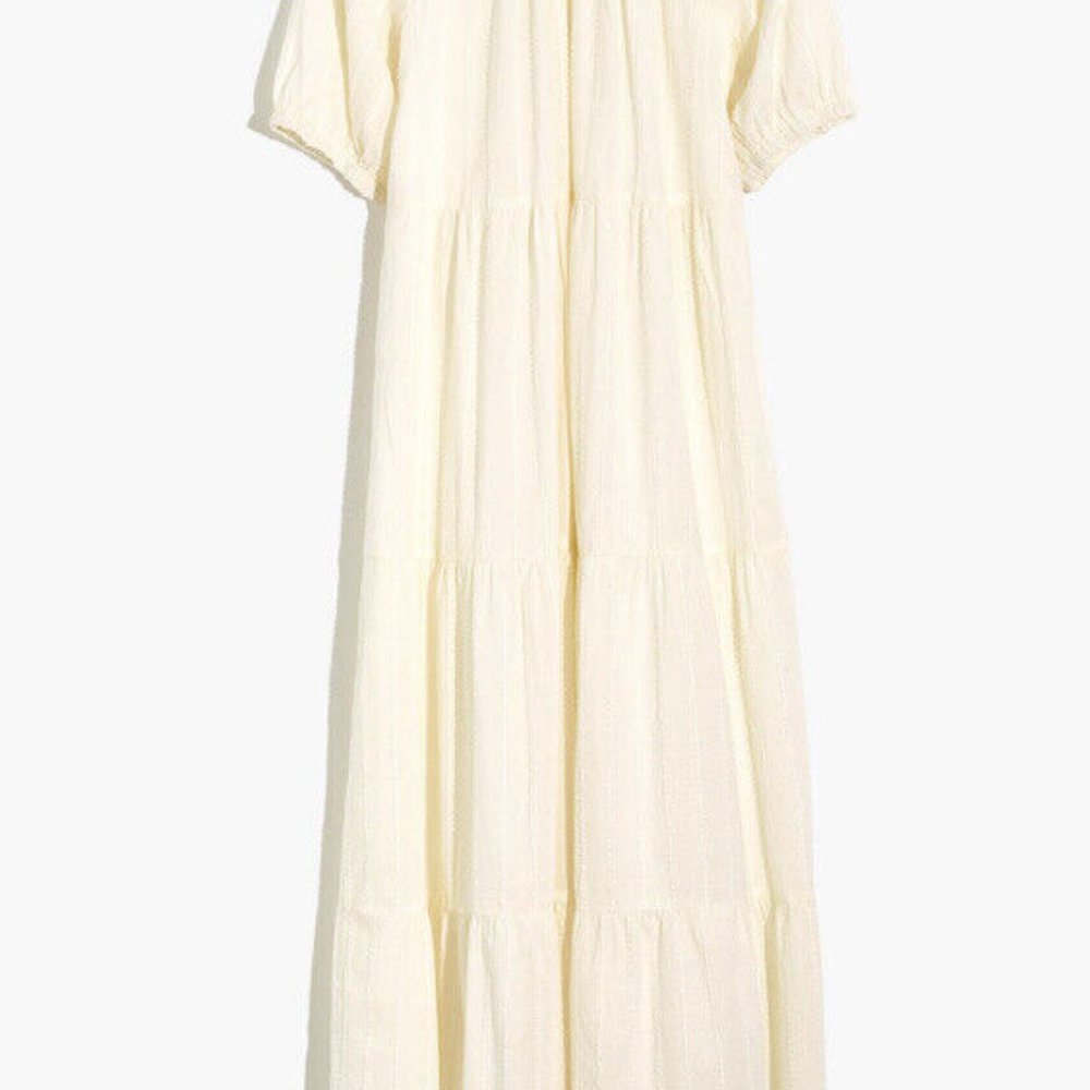 MADEWELL | SIZE XS | PUFF SLEEVE OFF-WHITE MIDI DRESS NA251